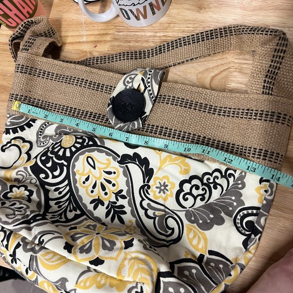 Handmade New Yellow black Paisley Print Purse Bag with Small Coin or Wallet - Picture 5 of 11